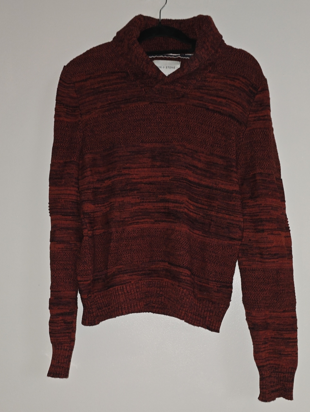 Men's Red Knit Cowl Neck Sweater
